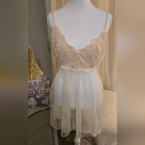 Vintage Style Victoria's Secret Cream Lace Nighty